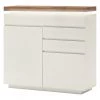 Fredriks Commode Roble I - éclairage inclus - Blanc mat / Placage en chêne sauvage massif