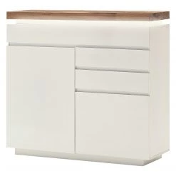 Fredriks Commode Roble I - éclairage inclus - Blanc mat / Placage en chêne sauvage massif