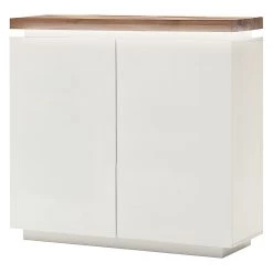 Fredriks Commode Roble III - éclairage inclus - Blanc mat / Placage en chêne sauvage massif