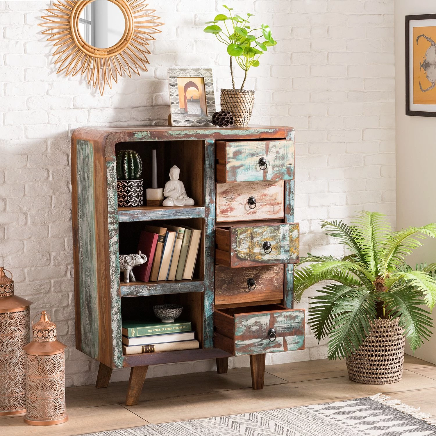 Ars manufacti Commode Yazoo - Bois recyclé massif - Multicolore 5 Ars manufacti Commode Yazoo - Bois recyclé massif - Multicolore – Image 5