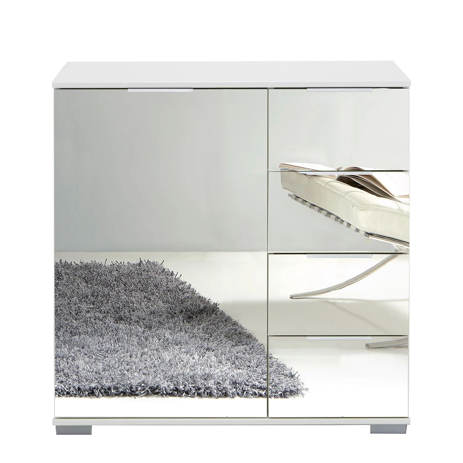 Wimex Commode combinée Lingga II - 1 porte - Blanc / Verre miroir 1 Wimex Commode combinée Lingga II - 1 porte - Blanc / Verre miroir