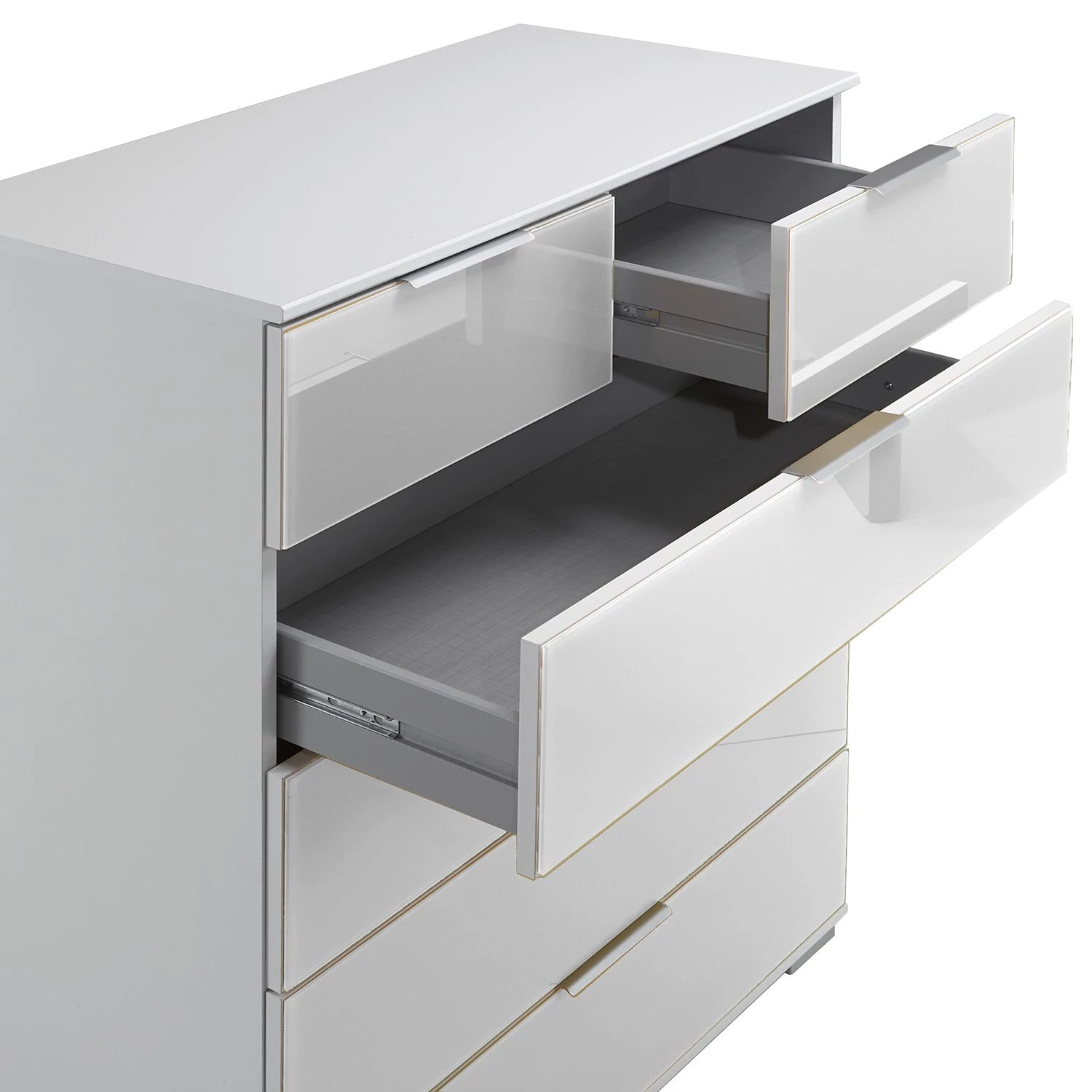 Wimex Commode Lingga I - 6 tiroirs - Blanc / Verre blanc 2 Wimex Commode Lingga I - 6 tiroirs - Blanc / Verre blanc – Image 2