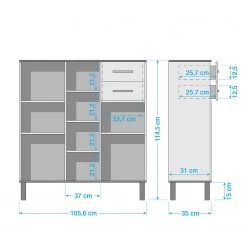 Schildmeyer Commode Padua - Blanc / Chêne -Commodes Soldes 1000166816 191023 08592400059 SKETCH DETAILS P000000001000166816 sketch