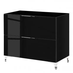 Maja Möbel Commode Shino I - Verre noir / Noir - Hauteur : 77 cm