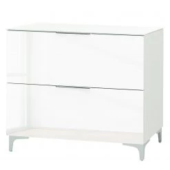 Maja Möbel Commode Shino I - Verre blanc / Blanc - Hauteur : 77 cm