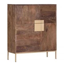 Jack & Alice Commode Lyss - Acacia massif / Métal - Acacia marron / Laiton