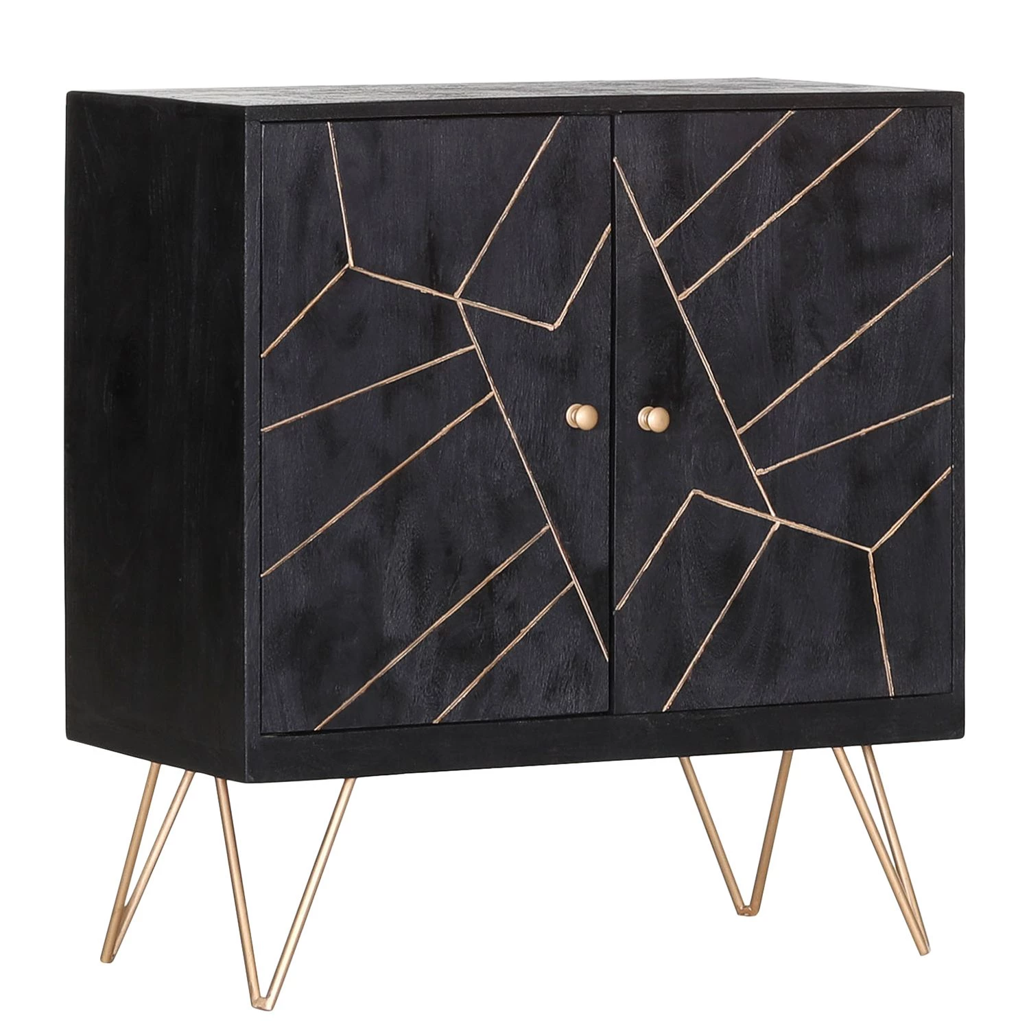Jack & Alice Commode Towa II - Acacia massif / Métal - Noir / Or 1 Jack & Alice Commode Towa II - Acacia massif / Métal - Noir / Or