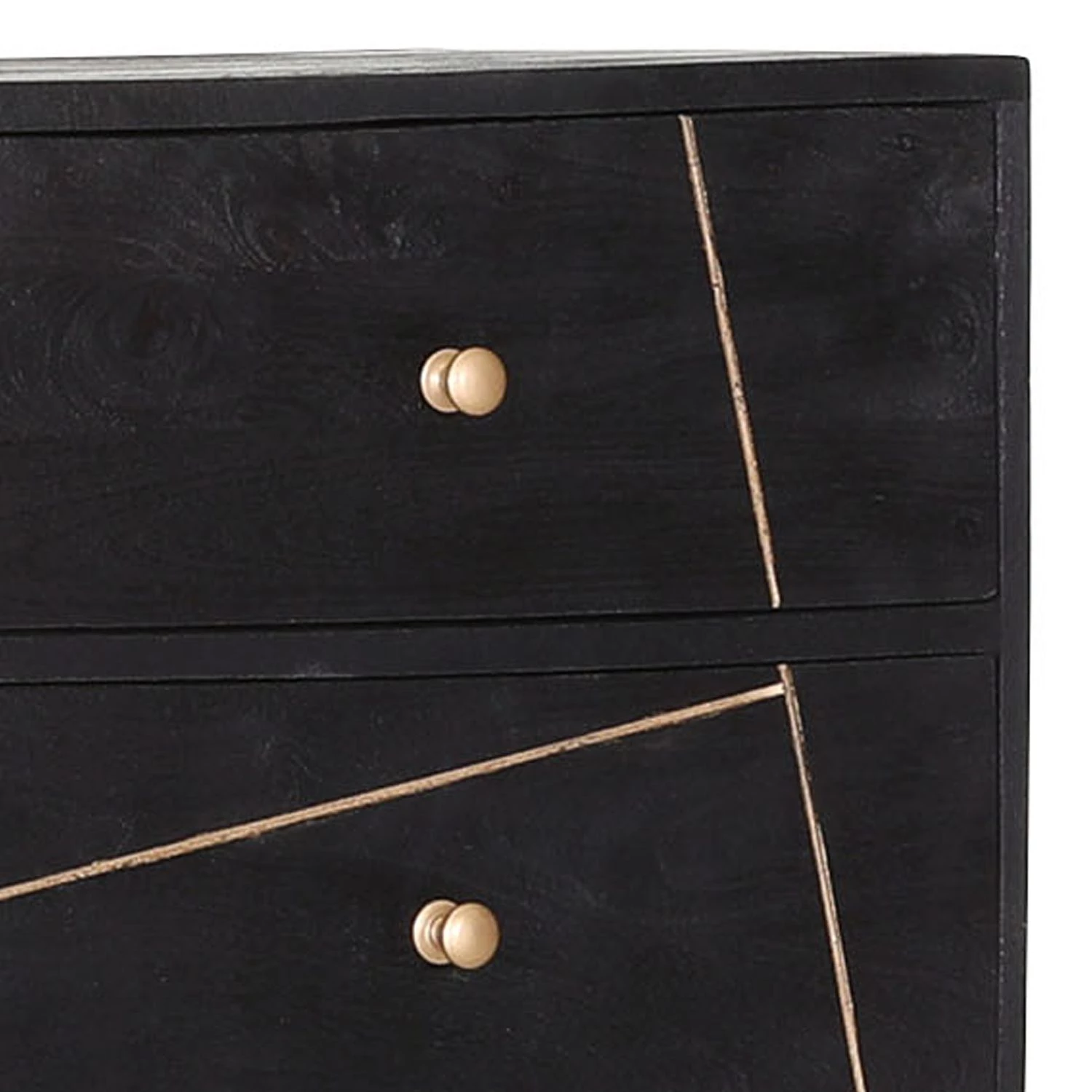 Jack & Alice Commode Towa I - Acacia massif / Métal - Noir / Or 2 Jack & Alice Commode Towa I - Acacia massif / Métal - Noir / Or – Image 2