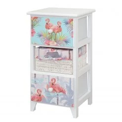 Ridgevalley Commode Razlog - Partiellement en paulownia massif - Blanc / Multicolore - Hauteur : 58 cm