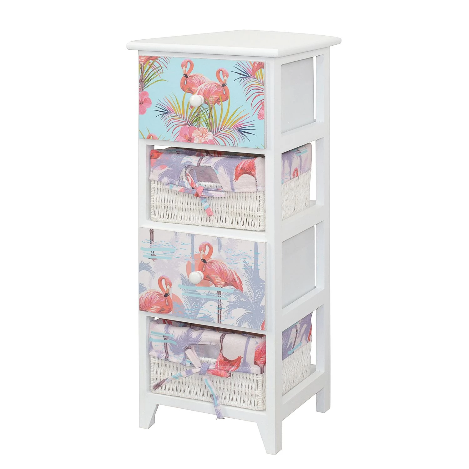 Ridgevalley Commode Razlog - Partiellement en paulownia massif - Blanc / Multicolore - Hauteur : 74 cm 1 Ridgevalley Commode Razlog - Partiellement en paulownia massif - Blanc / Multicolore - Hauteur : 74 cm