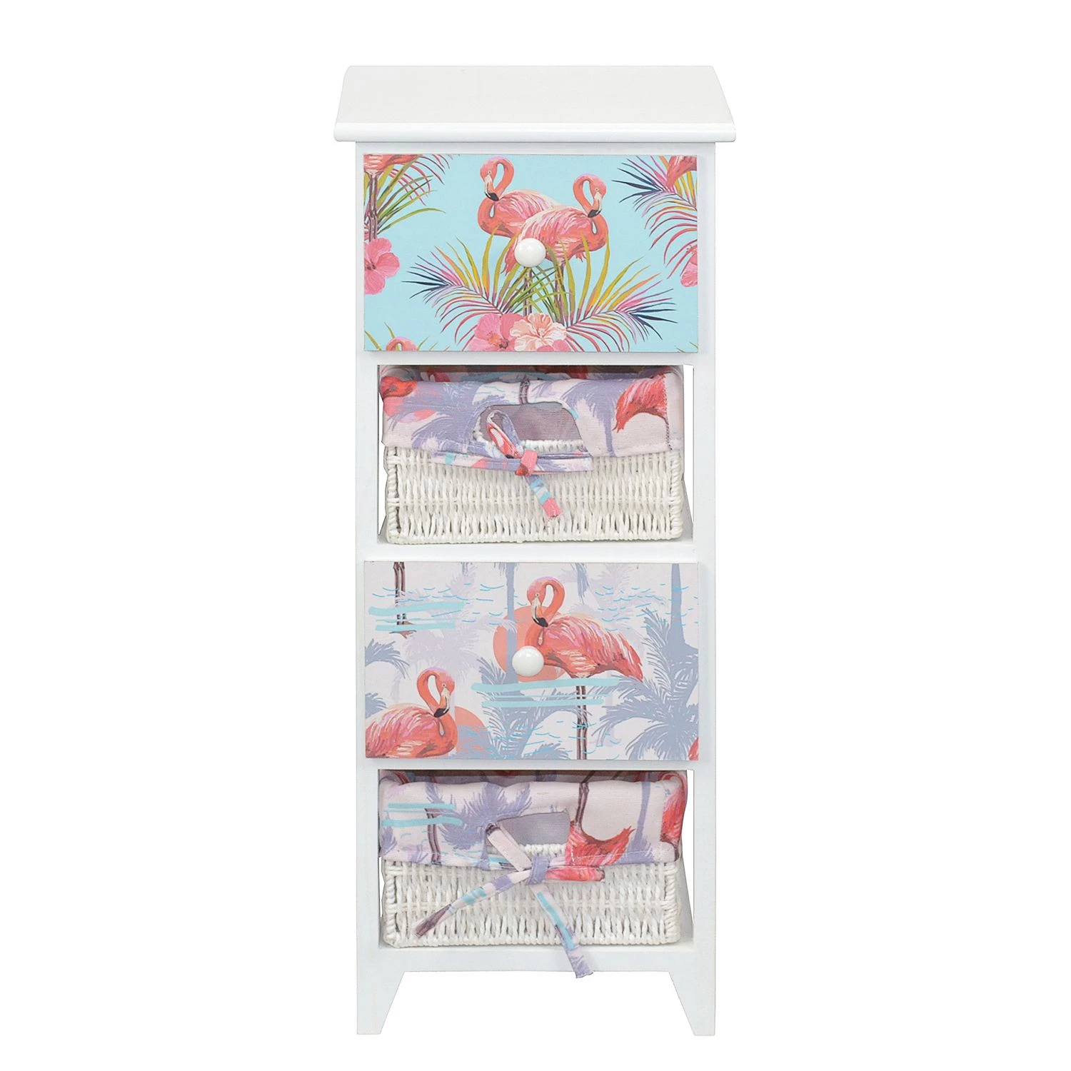 Ridgevalley Commode Razlog - Partiellement en paulownia massif - Blanc / Multicolore - Hauteur : 74 cm 2 Ridgevalley Commode Razlog - Partiellement en paulownia massif - Blanc / Multicolore - Hauteur : 74 cm – Image 2