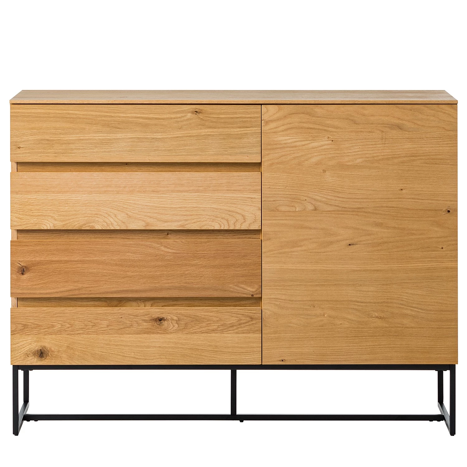 Ars Natura Commode Nozza - Placage en bois véritable - Chêne / Noir 4 Ars Natura Commode Nozza - Placage en bois véritable - Chêne / Noir – Image 4