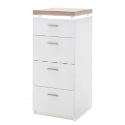 Loftscape Meuble à chaussures Mundai I - Avec éclairage  - Blanc / Imitation chêne de Wotan