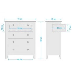 Maison Belfort Commode Belleria II - Pin massif - Blanc -Commodes Soldes 1000187569 200214 06021600005 SKETCH DETAILS P000000001000187569 sketch