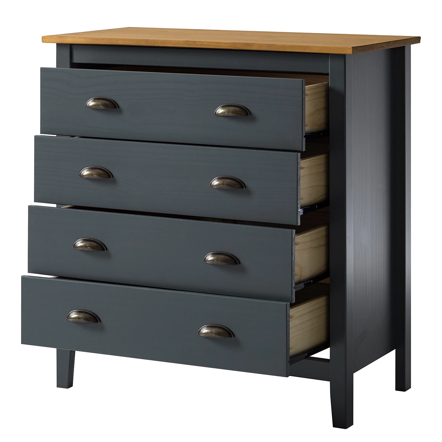 Maison Belfort Commode Rivery II - Pin massif - Anthracite 4 Maison Belfort Commode Rivery II - Pin massif - Anthracite – Image 4