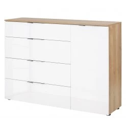 Maja Möbel Commode Trend V - Verre - Blanc / Imitation chĂȘne Sonoma