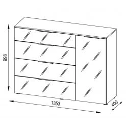 Maja Möbel Commode Trend V - Verre - Blanc / Imitation chêne Sonoma -Commodes Soldes 1000197467 191129 08042000006 SKETCH DETAILS P000000001000197467 sketch