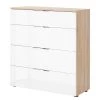 Maja Möbel Commode Trend IV - Verre - Blanc / Imitation chêne Sonoma