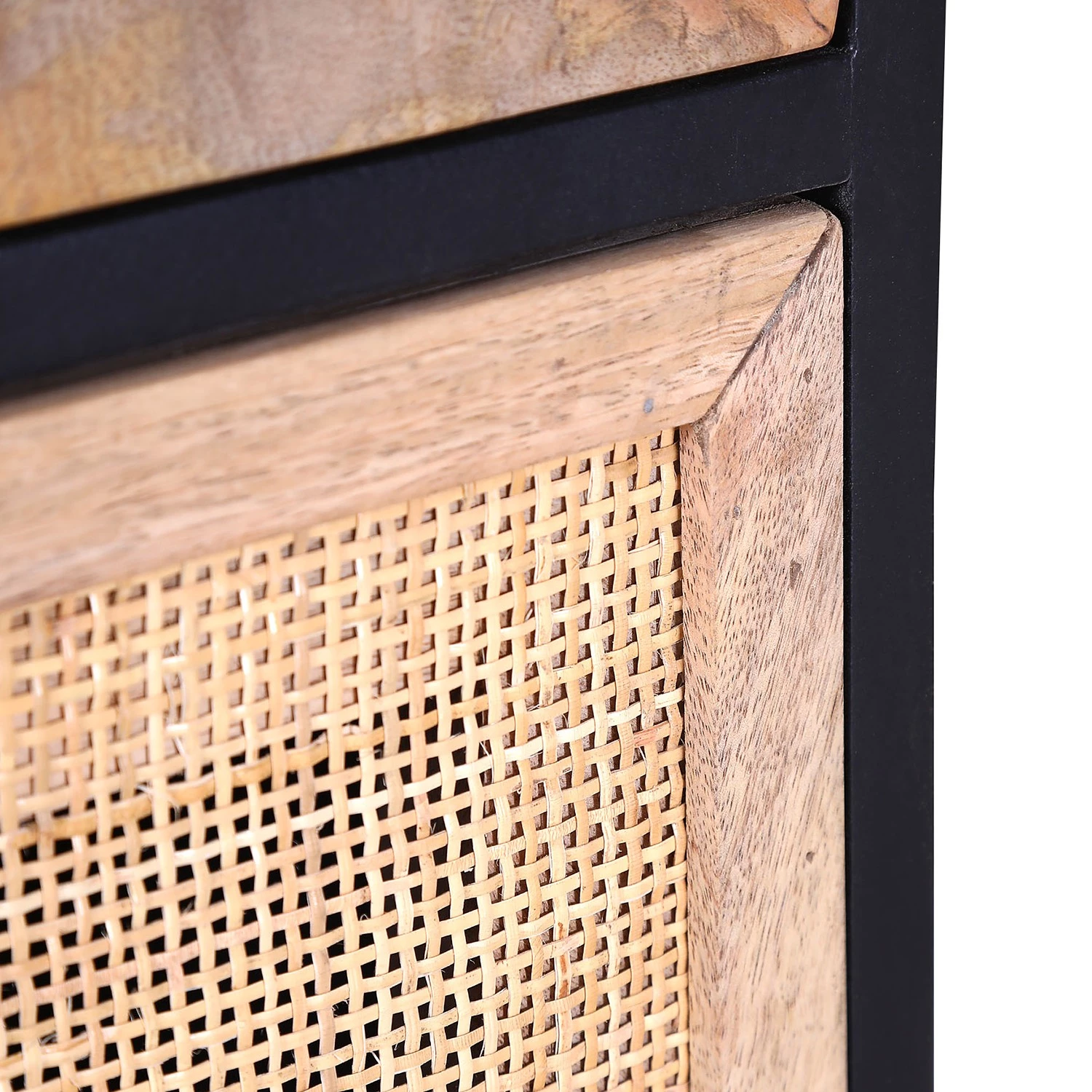 Red Living Commode Lexham II - Manguier massif / Rotin - Manguier / Manguier noir 3 Red Living Commode Lexham II - Manguier massif / Rotin - Manguier / Manguier noir – Image 3