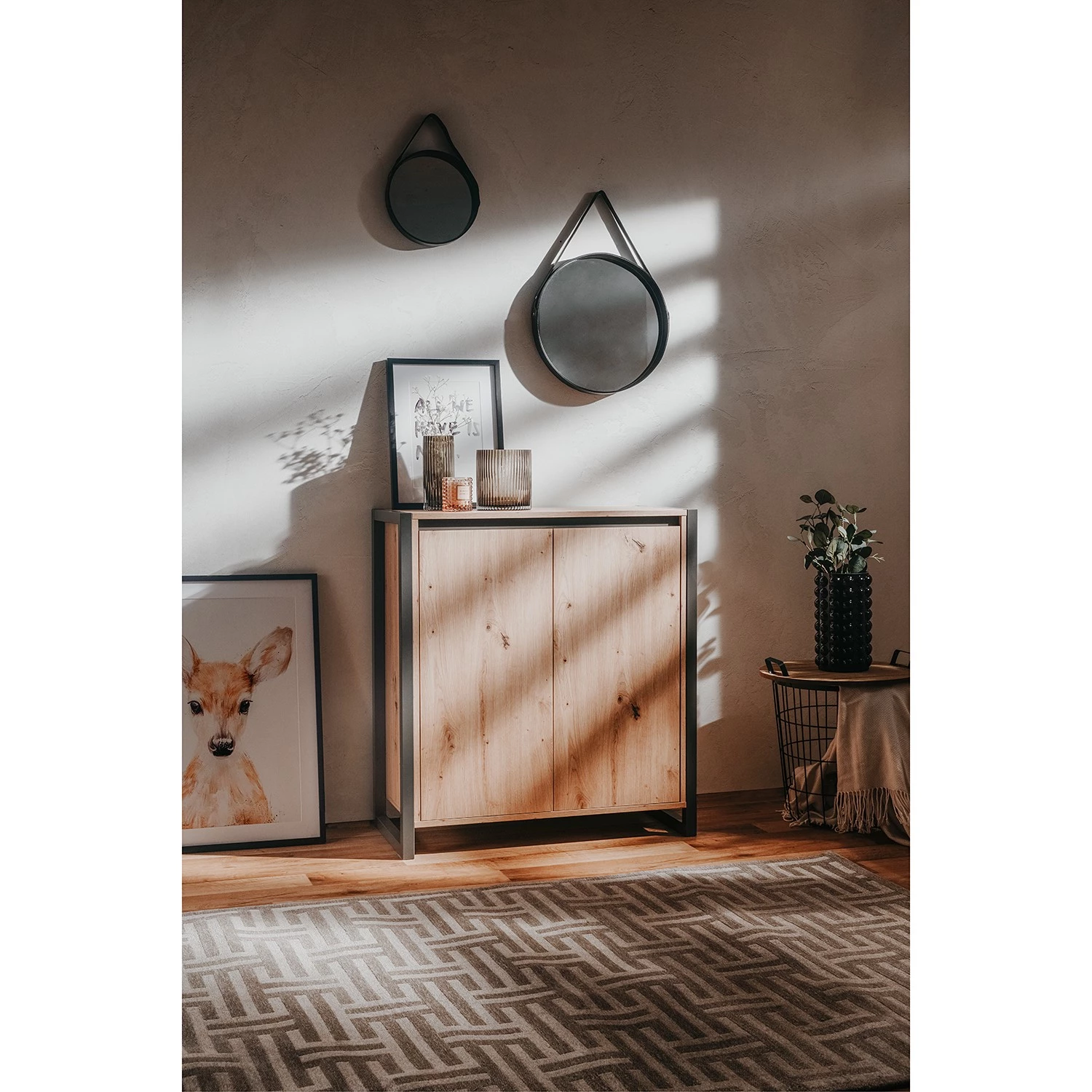 Red Living Buffet Denville I - Imitation chêne artisan / Anthracite 2 Red Living Buffet Denville I - Imitation chêne artisan / Anthracite – Image 2