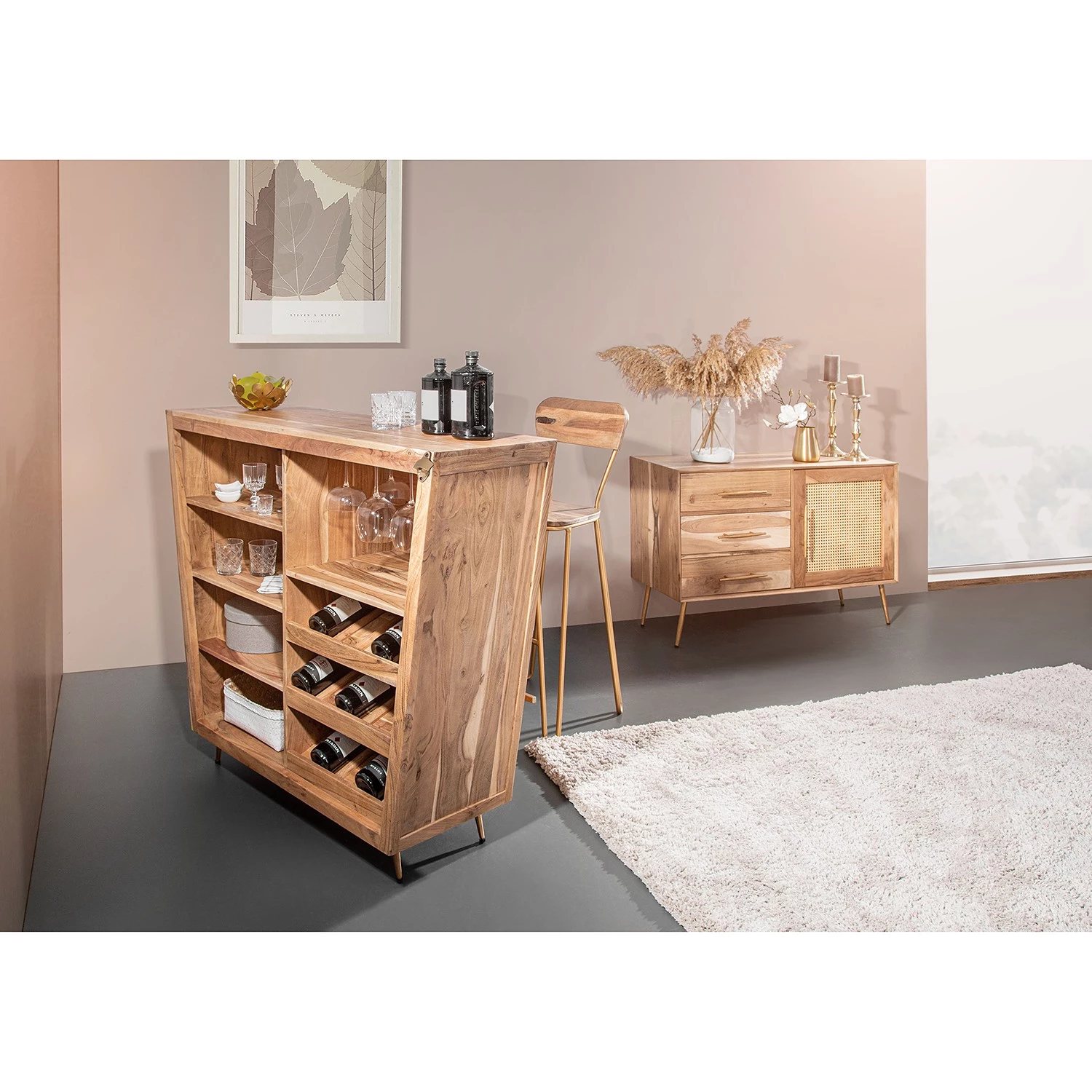 Ars manufacti Commode Bowdon - Cannage / Acacia massif / Acacia / Doré 4 Ars manufacti Commode Bowdon - Cannage / Acacia massif / Acacia / Doré – Image 4