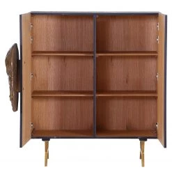 Red Living Buffet Worland I - Placage en bois véritable / Métal -Chêne noir / Doré -Commodes Soldes 1000223494 200826 12361000080 DETAILS P000000001000223494