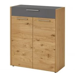 Voss Meuble d’entrée Levio II - Placage en bois véritable - Chêne - Gris