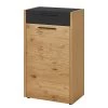 Voss Meuble d’entrée Levio - Placage en bois véritable - Chêne - Noir - Largeur : 61 cm - Butoir à gauche