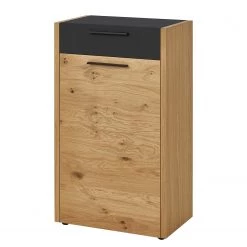 Voss Meuble d’entrée Levio - Placage en bois véritable - Chêne - Noir - Largeur : 61 cm - Butoir à gauche
