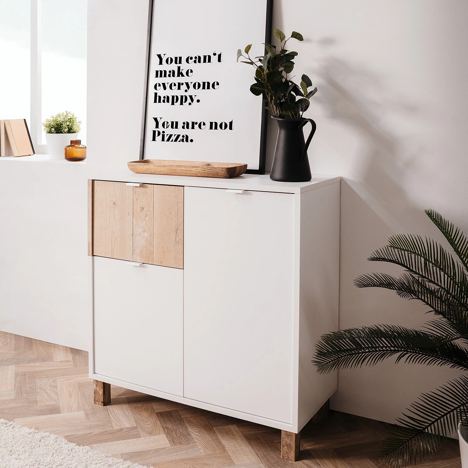 Loftscape Commode Mayac I - Blanc / Imitation bois recyclé 2 Loftscape Commode Mayac I - Blanc / Imitation bois recyclé – Image 2