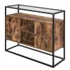 Red Living Buffet Cottage Hill III - Verre / Métal - Marron / Noir