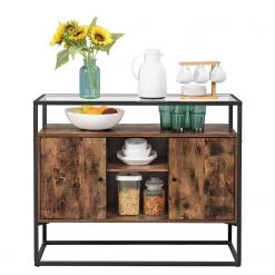 Red Living Buffet Cottage Hill III - Verre / Métal - Marron / Noir -Commodes Soldes 1000235678 201210 06194600086 DETAILS P000000001000235678