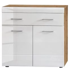 Loftscape Meuble d’entrée Liffre - Blanc brillant / Imitation chêne artisan