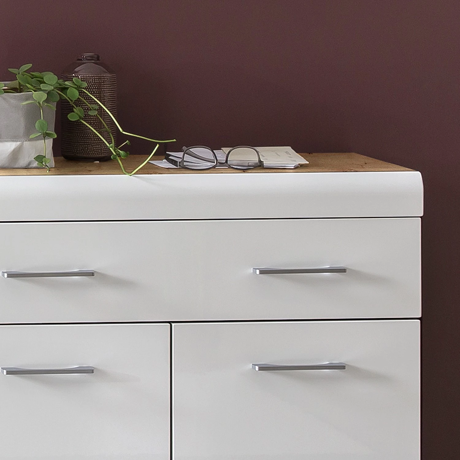 Loftscape Meuble d’entrée Liffre - Blanc brillant / Imitation chêne artisan 5 Loftscape Meuble d’entrée Liffre - Blanc brillant / Imitation chêne artisan – Image 5