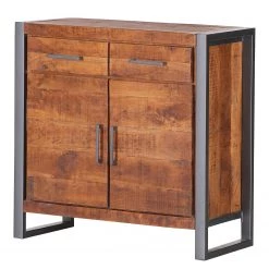 Red Living Buffet Thiery II - Manguier massif / Métal - Manguier marron / Anthracite