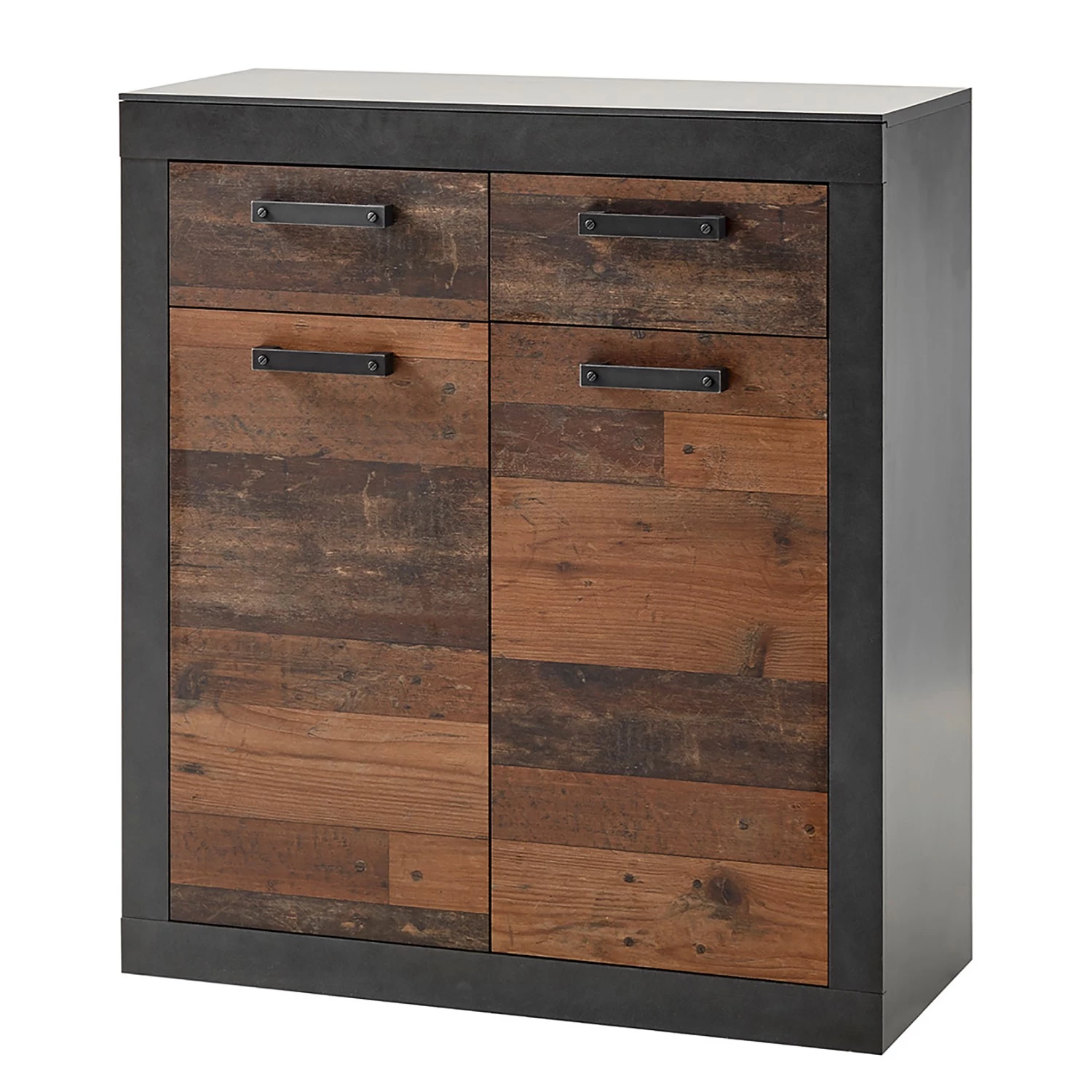 Red Living Commode Buzan III - Imitation bois recyclé / Anthracite 1 Red Living Commode Buzan III - Imitation bois recyclé / Anthracite