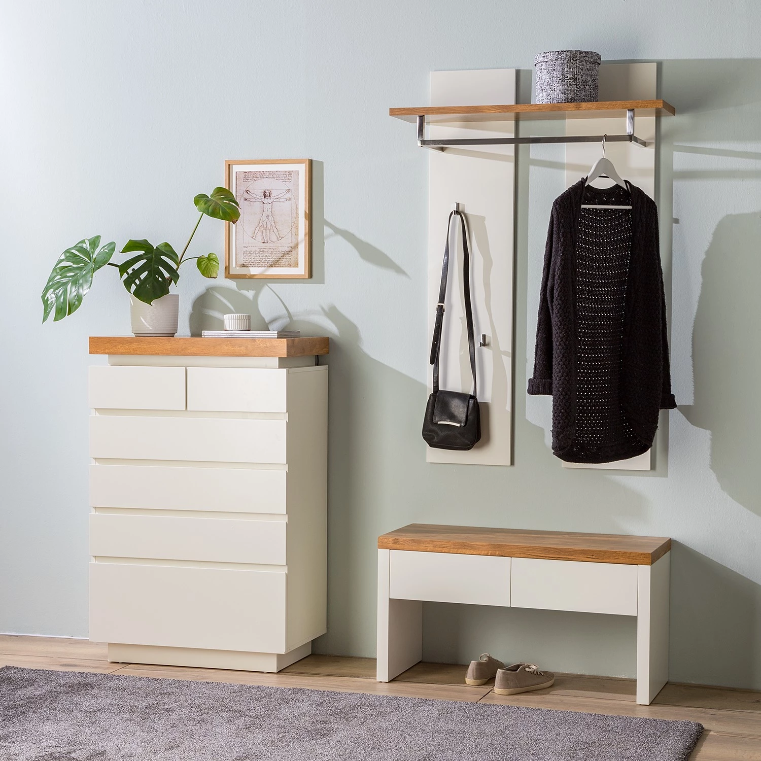 Fredriks Commode Namona II - Éclairage inclus - Imitation chêne / Blanc 2 Fredriks Commode Namona II - Éclairage inclus - Imitation chêne / Blanc – Image 2