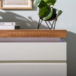 Fredriks Buffet Namona I - Éclairage inclus - Imitation chêne / Blanc -Commodes Soldes 1000255076 220803 030 DETAILS P000000001000255076