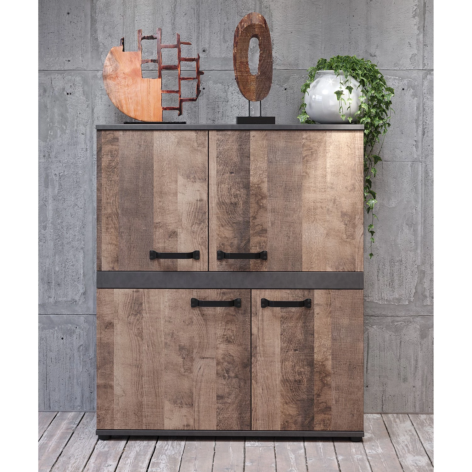 Trendteam Meuble d’entrée Stripe II - Imitation bois recyclé / Gris 5 Trendteam Meuble d’entrée Stripe II - Imitation bois recyclé / Gris – Image 5