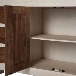 Wolf-Möbel Buffet Maison I - Acacia massif - Acacia couleur pierre / Blanc cassé -Commodes Soldes 1000257219 220406 050 DETAILS P000000001000257219