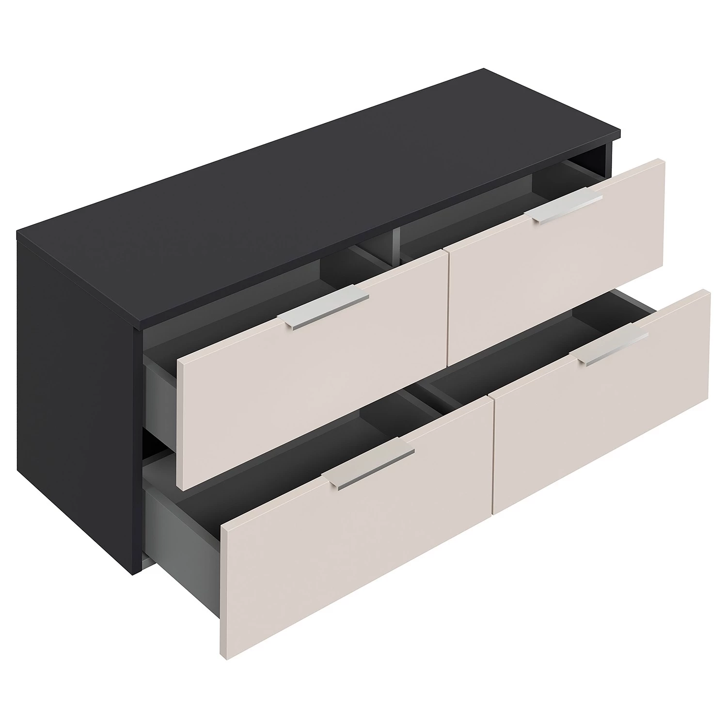 Posseik Commode Asker II - Crème / Anthracite - Hauteur : 46 cm 2 Posseik Commode Asker II - Crème / Anthracite - Hauteur : 46 cm – Image 2