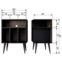 Norrwood Commode Lahti - Partiellement en pin massif - Pin noir / Noyer -Commodes Soldes 1000275642 210630 12470300183 SKETCH DETAILS P000000001000275642 sketch