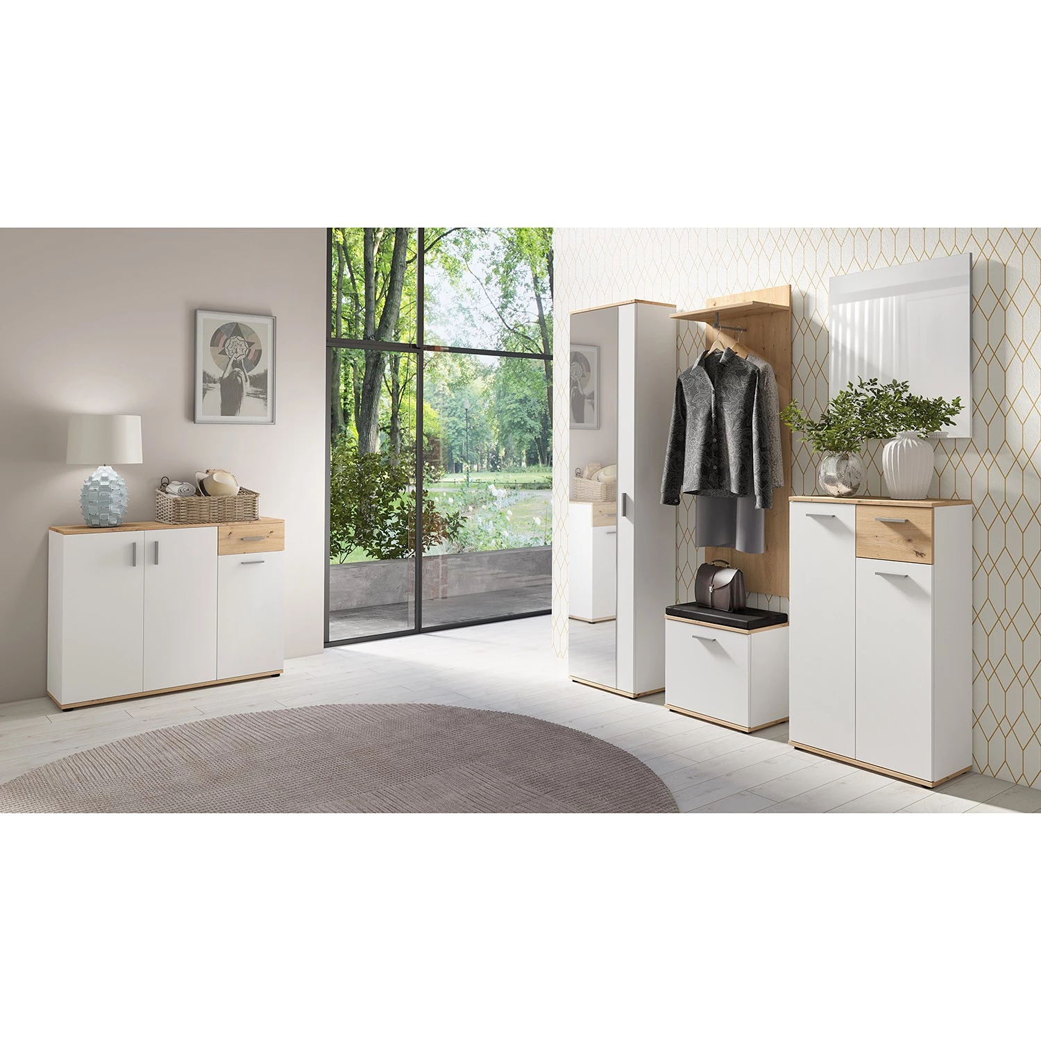 Fredriks Buffet Chippewa II - Blanc / Imitation chêne 2 Fredriks Buffet Chippewa II - Blanc / Imitation chêne – Image 2