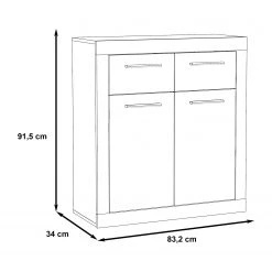 Loftscape Buffet Ballito - Blanc / Imitation chêne sable - Largeur : 83 cm -Commodes Soldes 1000285691 210813 14522800067 SKETCH DETAILS P000000001000285691 sketch