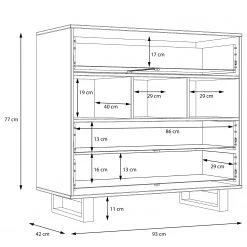 Red Living Commode Trylith - Imitation chêne rustique / Noir -Commodes Soldes 1000295077 211125 144852000514 SKETCH DETAILS P000000001000295077 sketch
