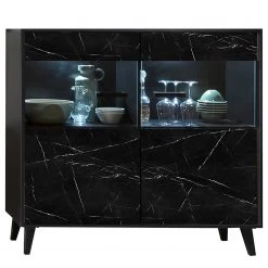 Jack & Alice Buffet Fintel II - Imitation marbre noir / Noir -Commodes Soldes 1000307052 211110 08234500087 DETAILS P000000001000307052