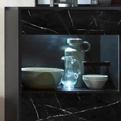 Jack & Alice Buffet Fintel II - Imitation marbre noir / Noir -Commodes Soldes 1000307052 211110 08234500089 DETAILS P000000001000307052