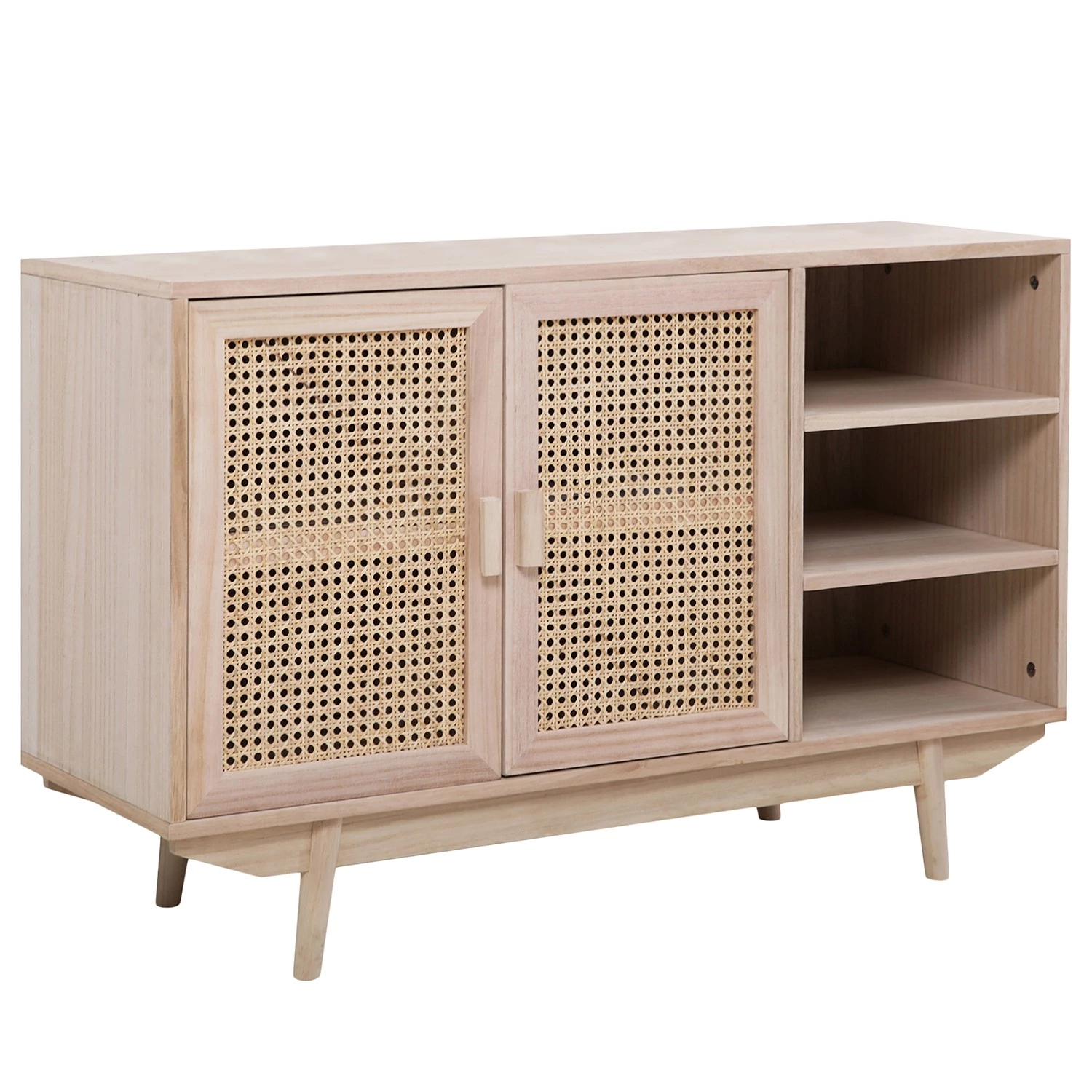 Norrwood Buffet Pini II - Cannage / Placage en bois véritable - Naturel / Paulownia 1 Norrwood Buffet Pini II - Cannage / Placage en bois véritable - Naturel / Paulownia