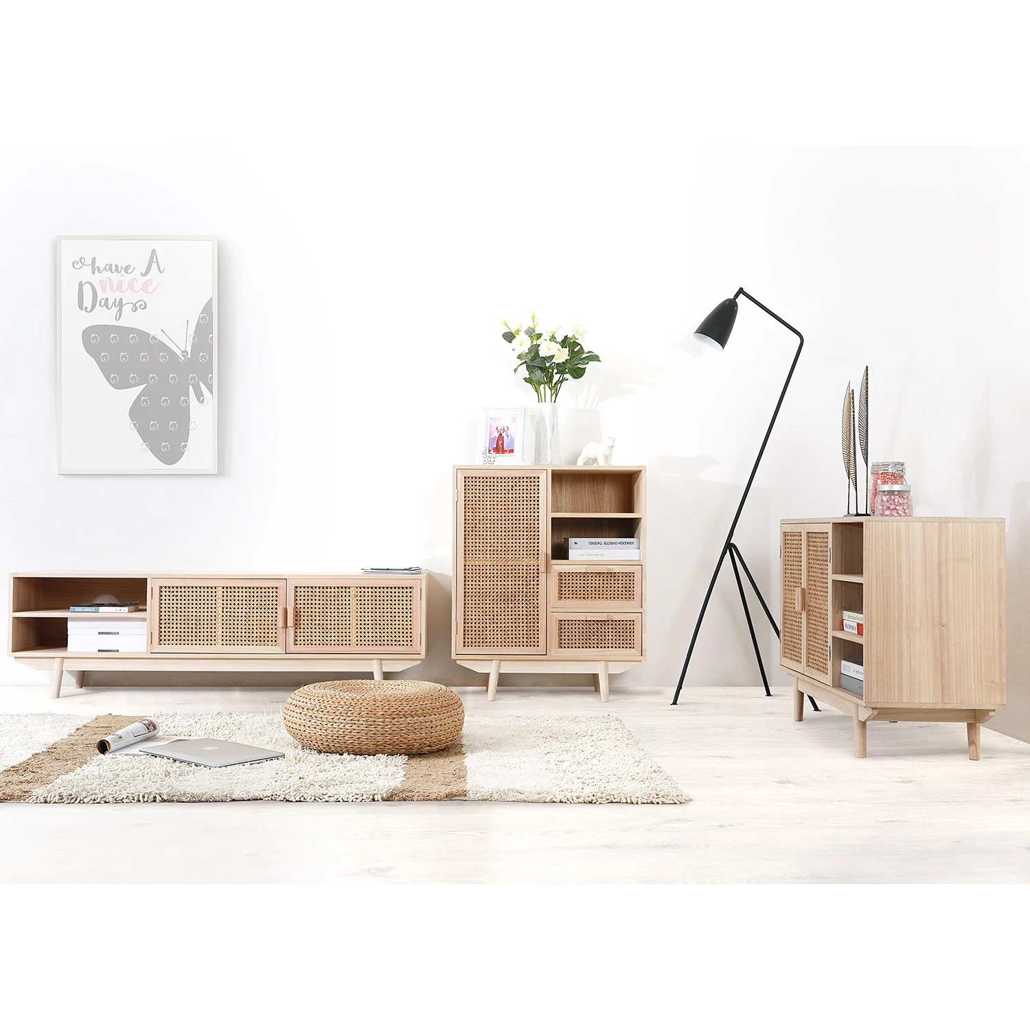 Norrwood Buffet Pini II - Cannage / Placage en bois véritable - Naturel / Paulownia 3 Norrwood Buffet Pini II - Cannage / Placage en bois véritable - Naturel / Paulownia – Image 3