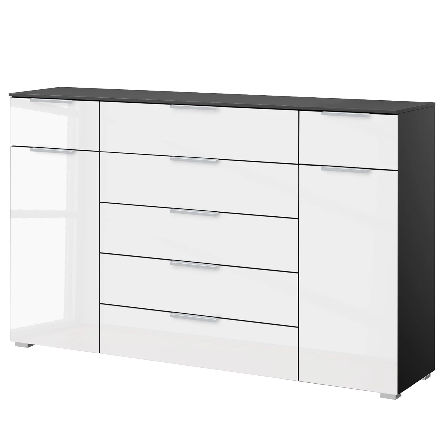 Commode SKØP x7+2 - Blanc brillant / Graphite - Aluminium 1 Commode SKØP x7+2 - Blanc brillant / Graphite - Aluminium